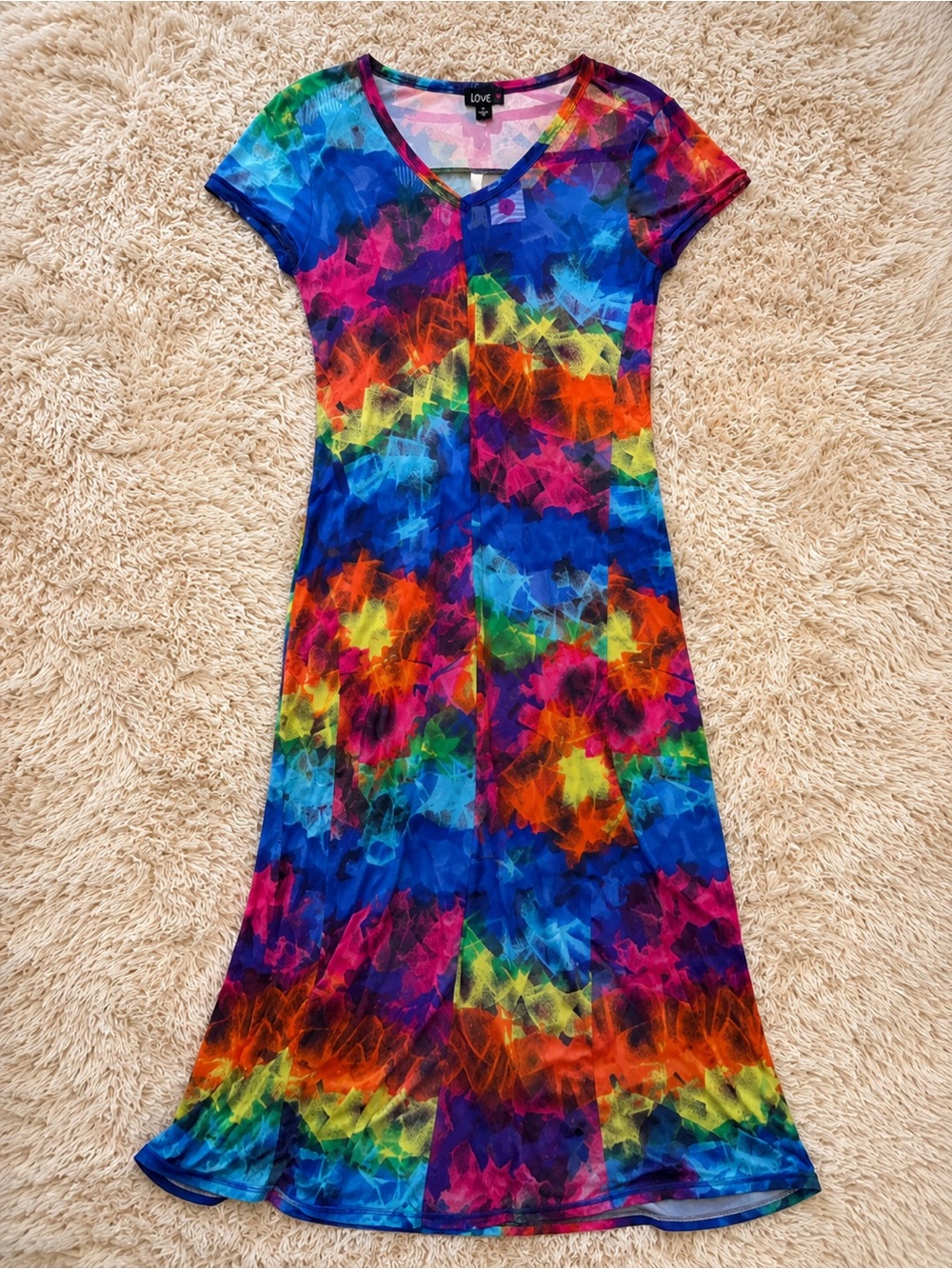 Love Multicolor Sheer Mesh Top in Rainbow Hues